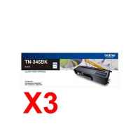 3 x Genuine Brother TN-346BK Black Toner Cartridge High Yield