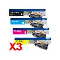 3 Lots of 4 Pack Genuine Brother TN-346 Toner Cartridge Set High Yield