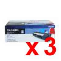 3 x Genuine Brother TN-348BK Black Toner Cartridge High Yield