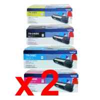 2 Lots of 4 Pack Genuine Brother TN-348 Toner Cartridge Set High Yield