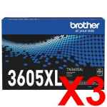 3 x Genuine Brother TN-3605XL Toner Cartridge High Yield