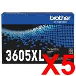 5 x Genuine Brother TN-3605XL Toner Cartridge High Yield