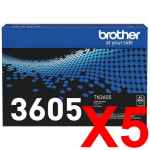 5 x Genuine Brother TN-3605 Toner Cartridge Standard Yield