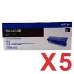 5 x Genuine Brother TN-443BK Black Toner Cartridge High Yield