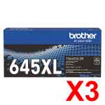 3 x Genuine Brother TN-645XLBK Black Toner Cartridge High Yield