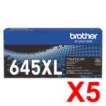 5 x Genuine Brother TN-645XLBK Black Toner Cartridge High Yield