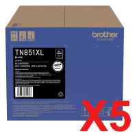 5 x Genuine Brother TN-851XLBK Black Toner Cartridge High Yield