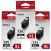 3 x Genuine Canon PG-595XL Black Ink Cartridge High Yield 3 x Genuine Canon PG-595XL Black Ink Cartridge High Yield