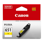 1 x Genuine Canon CLI-651Y Yellow Ink Cartridge