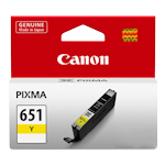 1 x Genuine Canon CLI-651Y Yellow Ink Cartridge