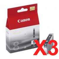 3 x Genuine Canon CLI-8BK Photo Black Ink Cartridge