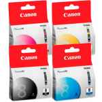 4 Pack Genuine Canon CLI-8 Ink Cartridge Set (1PBK,1C,1M,1Y)