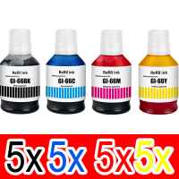 20 Pack Compatible Canon GI-66 GI66 Ink Bottle Set (5BK,5C,5M,5Y)