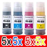 20 Pack Compatible Canon PFI-050 PFI050 Ink Bottle Set (5BK,5C,5M,5Y)  20 Pack Compatible Canon PFI-050 PFI050 Ink Bottle Set (5BK,5C,5M,5Y)