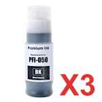 3 x Compatible Canon PFI-050BK Black Ink Bottle