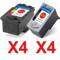 8 Pack Compatible Canon PG-510 CL-511 Ink Cartridge Set (4BK,4C)