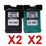 4 Pack Compatible Canon PG-640XL CL-641XL Ink Cartridge Set (2BK,2C)