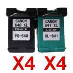 8 Pack Compatible Canon PG-640XL CL-641XL Ink Cartridge Set (4BK,4C)