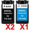 3 Pack Compatible Canon PG-645XL CL-646XL Ink Cartridge Set (2BK,1C)