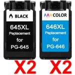 4 Pack Compatible Canon PG-645XL CL-646XL Ink Cartridge Set (2BK,2C)