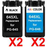 4 Pack Compatible Canon PG-645XL CL-646XL Ink Cartridge Set (2BK,2C)