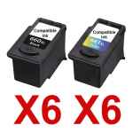 12 Pack Compatible Canon PG-660XL CL-661XL Ink Cartridge Set (6BK,6C)