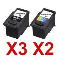 5 Pack Compatible Canon PG-660XL CL-661XL Ink Cartridge Set (3BK,2C)