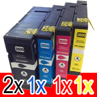 5 Pack Compatible Canon PGI-2600XL PGI2600XL Ink Cartridge High Yield Set (2BK,1C,1M,1Y)