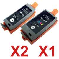 3 Pack Compatible Canon PGI-35BK CLI-36C Ink Cartridge Set (2BK,1C)