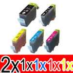 6 Pack Compatible Canon PGI-520 CLI-521 Ink Cartridge Set (2BK,1PBK,1C,1M,1Y)