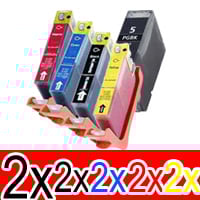 10 Pack Compatible Canon PGI-5 CLI-8 Ink Cartridge Set (2BK,2PBK,2C,2M,2Y)