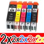 10 Pack Compatible Canon PGI-670XL CLI-671XL Ink Cartridge Set (2BK,2PBK,2C,2M,2Y)