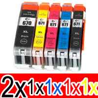 6 Pack Compatible Canon PGI-670XL CLI-671XL Ink Cartridge Set (2BK,1PBK,1C,1M,1Y)