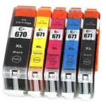 5 Pack Compatible Canon PGI-670XL CLI-671XL Ink Cartridge Set (1BK,1PBK,1C,1M,1Y)