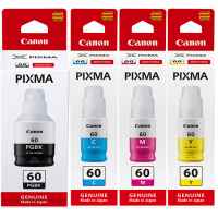 4 Pack Genuine Canon GI-60 GI60 Ink Bottle Set (1BK,1C,1M,1Y)