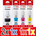 5 Pack Genuine Canon GI-60 GI60 Ink Bottle Set (2BK,1C,1M,1Y)