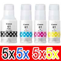 20 Pack Genuine Canon GI-61 GI61 Ink Bottle Set (5BK,5C,5M,5Y)