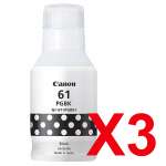 3 x Genuine Canon GI-61BK Black Ink Bottle