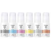 6 Pack Genuine Canon GI-63 GI63 Ink Bottle Set (1BK,1C,1M,1Y,1GY,1R)