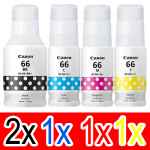 5 Pack Genuine Canon GI-66 GI66 Ink Bottle Set (2BK,1C,1M,1Y)