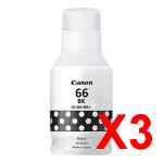 3 x Genuine Canon GI-66BK Black Ink Bottle
