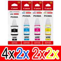 10 Pack Genuine Canon GI-690 GI690 Ink Bottle Set (4BK,2C,2M,2Y)