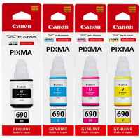 4 Pack Genuine Canon GI-690 GI690 Ink Bottle Set (1BK,1C,1M,1Y)