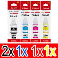 5 Pack Genuine Canon GI-690 GI690 Ink Bottle Set (2BK,1C,1M,1Y)