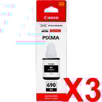 3 x Genuine Canon GI-690BK Black Ink Bottle