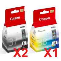 3 Pack Genuine Canon PG-37 CL-38 Ink Cartridge Set (2BK,1C)