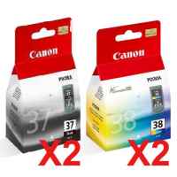 4 Pack Genuine Canon PG-37 CL-38 Ink Cartridge Set (2BK,2C)