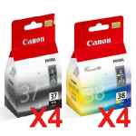 8 Pack Genuine Canon PG-37 CL-38 Ink Cartridge Set (4BK,4C)