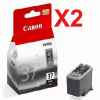 2 x Genuine Canon PG-37 Black Ink Cartridge
