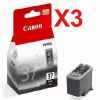 3 x Genuine Canon PG-37 Black Ink Cartridge